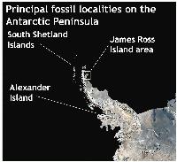 Principal fossil localities on the Antarctic Peninsula