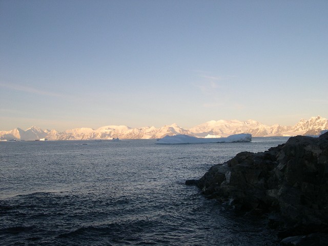 The mountains of the Antarctic 
Peninsula towards sunset